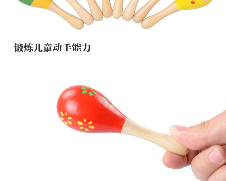 Baby's Hand-Held Educational Toy Orff Musical Instrument Wooden Cartoon Sand Ball Wooden Sand Hammer Exercise Auditory Rattle Baby's Hand-Held Educational Toy Orff Musical Instrument Wooden Cartoon Sand Ball Wooden Sand Hammer Exercise Auditory Rattle