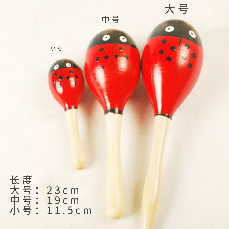 Baby&#039;s Hand-Held Educational Toy Orff Musical Instrument Wooden Cartoon Sand Ball Wooden Sand Hammer Exercise Auditory Rattle
