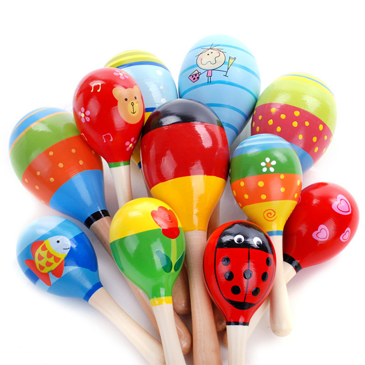 Baby's Hand-Held Educational Toy Orff Musical Instrument Wooden Cartoon Sand Ball Wooden Sand Hammer Exercise Auditory Rattle Baby's Hand-Held Educational Toy Orff Musical Instrument Wooden Cartoon Sand Ball Wooden Sand Hammer Exercise Auditory Rattle