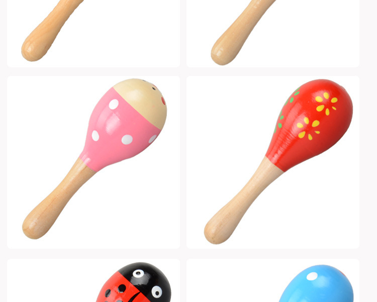 Baby's Hand-Held Educational Toy Orff Musical Instrument Wooden Cartoon Sand Ball Wooden Sand Hammer Exercise Auditory Rattle Baby's Hand-Held Educational Toy Orff Musical Instrument Wooden Cartoon Sand Ball Wooden Sand Hammer Exercise Auditory Rattle
