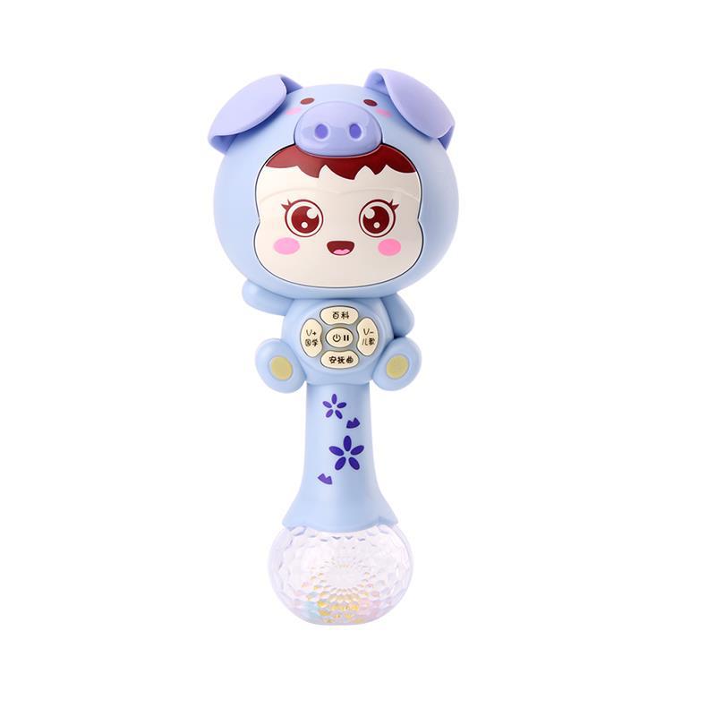New Baby Rhythm Stick Rattle Sand Hammer 0-3 Years Old Early Education Story Machine Pig Sand Hammer