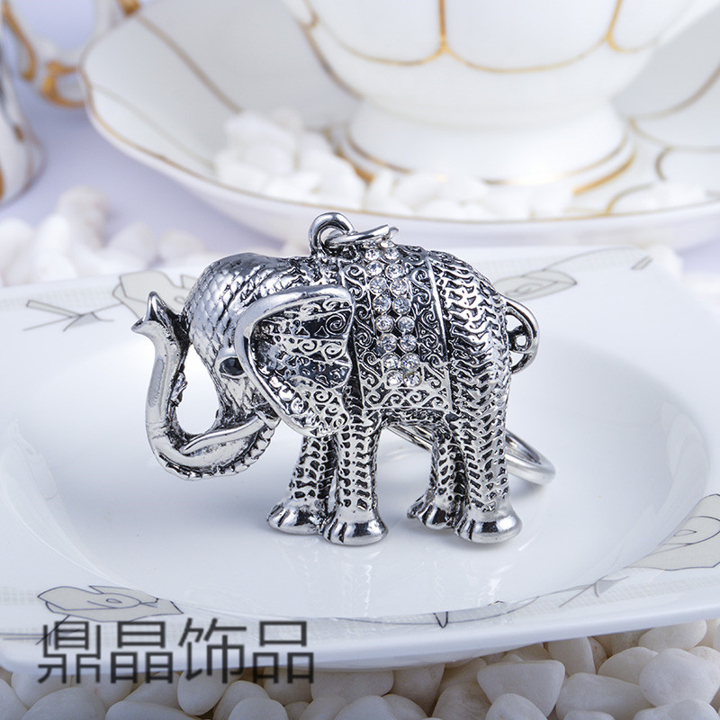 The elephant alloy jewelry bag diamond metal creative animation gift car modification key buckle wholesale