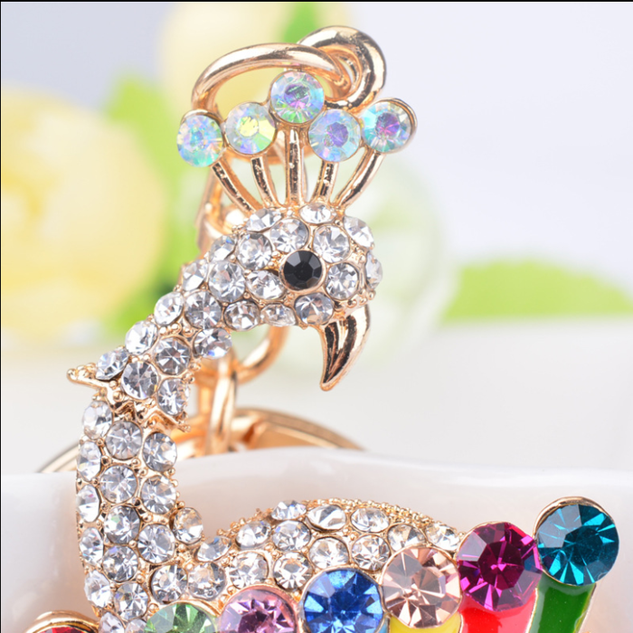 Colorful Peacock drill diamond key buckle high-end gift bag pendant alloy Keychain Colorful Peacock drill diamond key buckle high-end gift bag pendant alloy Keychain