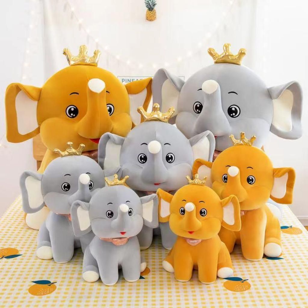 Creative Elephant Doll Plush Toys Cartoon Cute Pet Crown Elephant Play Doll Sleep Companion Throw Pillow Manufacturer