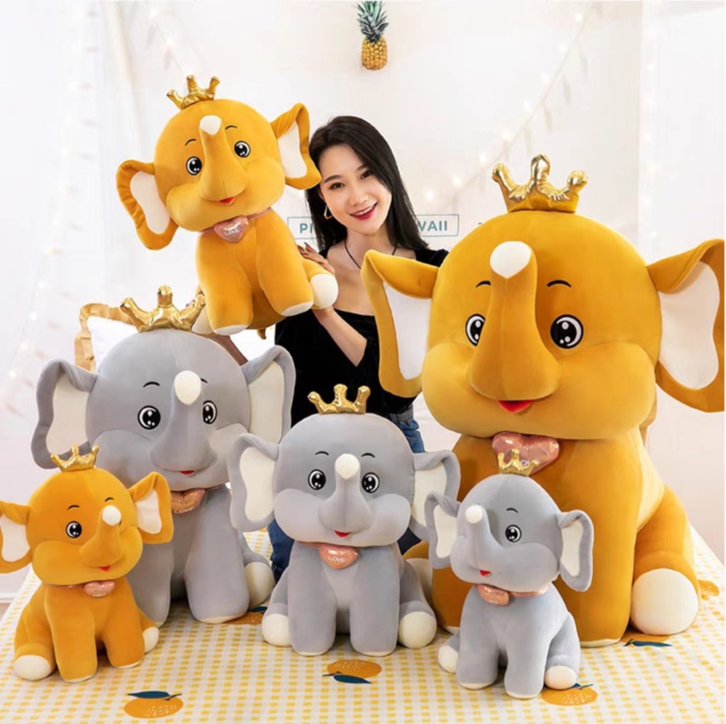 Creative Elephant Doll Plush Toys Cartoon Cute Pet Crown Elephant Play Doll Sleep Companion Throw Pillow Manufacturer