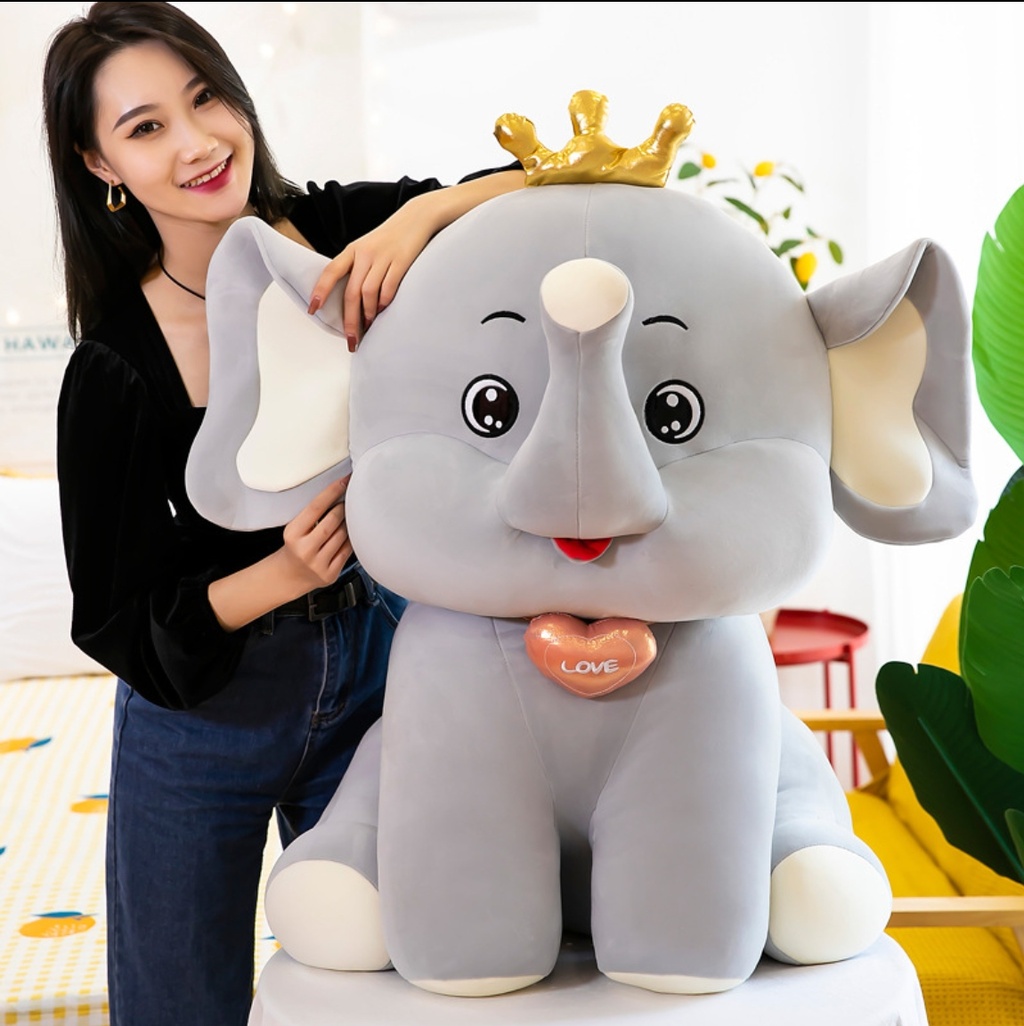 Creative Elephant Doll Plush Toys Cartoon Cute Pet Crown Elephant Play Doll Sleep Companion Throw Pillow Manufacturer