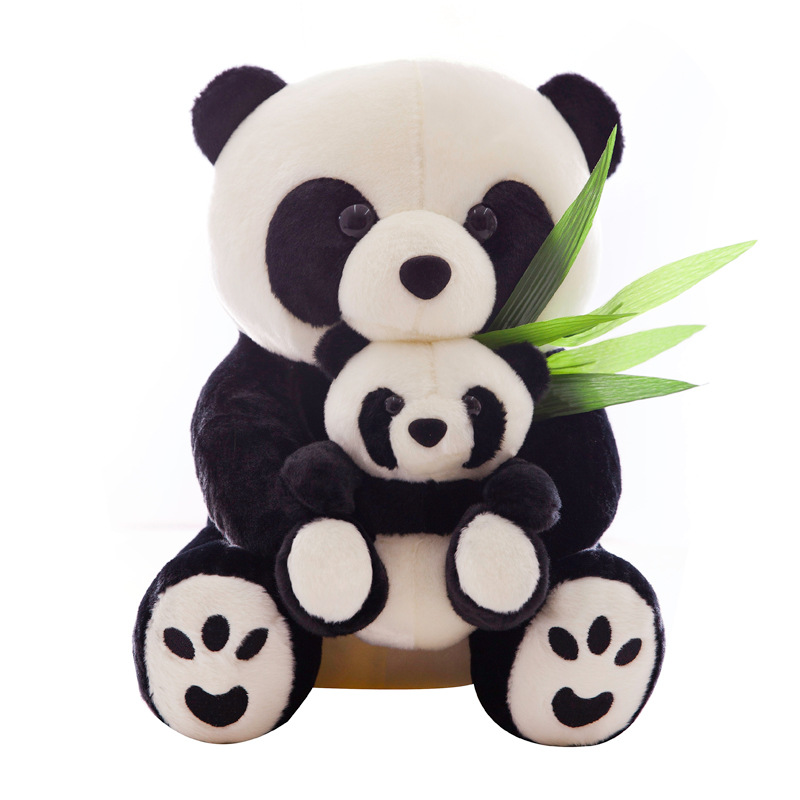 Panda Chinese Giant Panda  Treasure Black and White Bamboo Leaf Panda Doll Plush Toys Doll Mother and Child Big Ragdoll