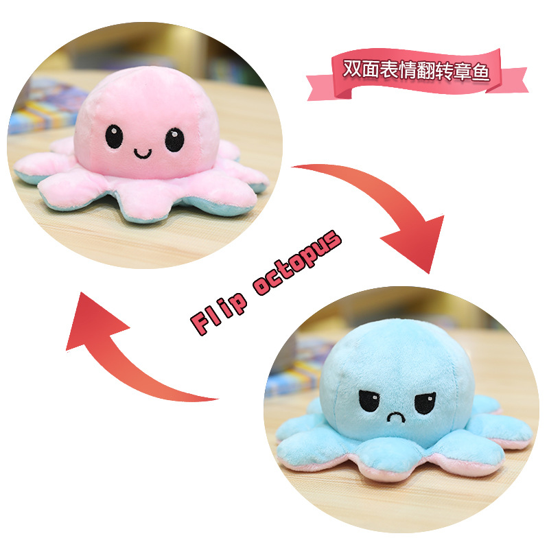 Plush Toys Cute Flip Octopus Doll TikTok Small Octopus Doll Double-Sided Flip Octopus Plush Toy