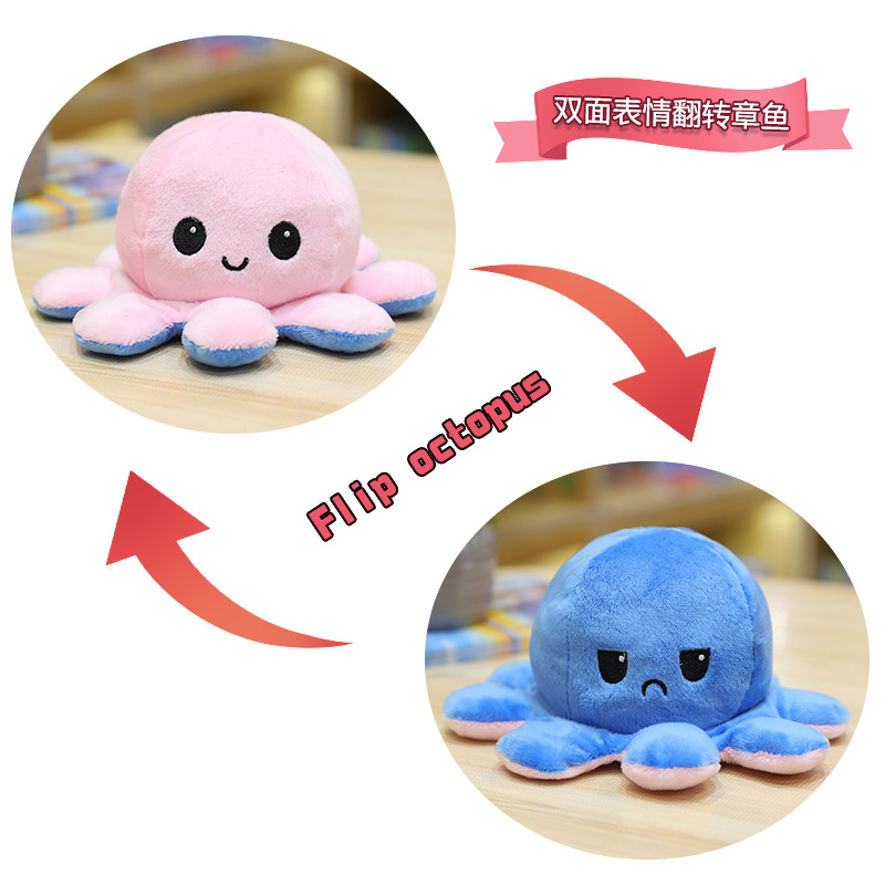 Plush Toys Cute Flip Octopus Doll TikTok Small Octopus Doll Double-Sided Flip Octopus Plush Toy