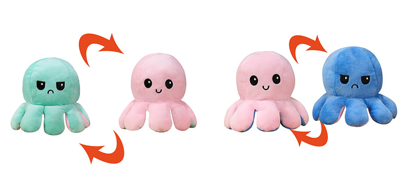 Plush Toys Cute Flip Octopus Doll TikTok Small Octopus Doll Double-Sided Flip Octopus Plush Toy