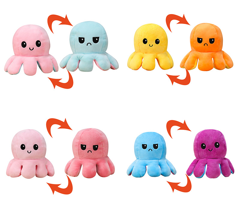 Plush Toys Cute Flip Octopus Doll TikTok Small Octopus Doll Double-Sided Flip Octopus Plush Toy