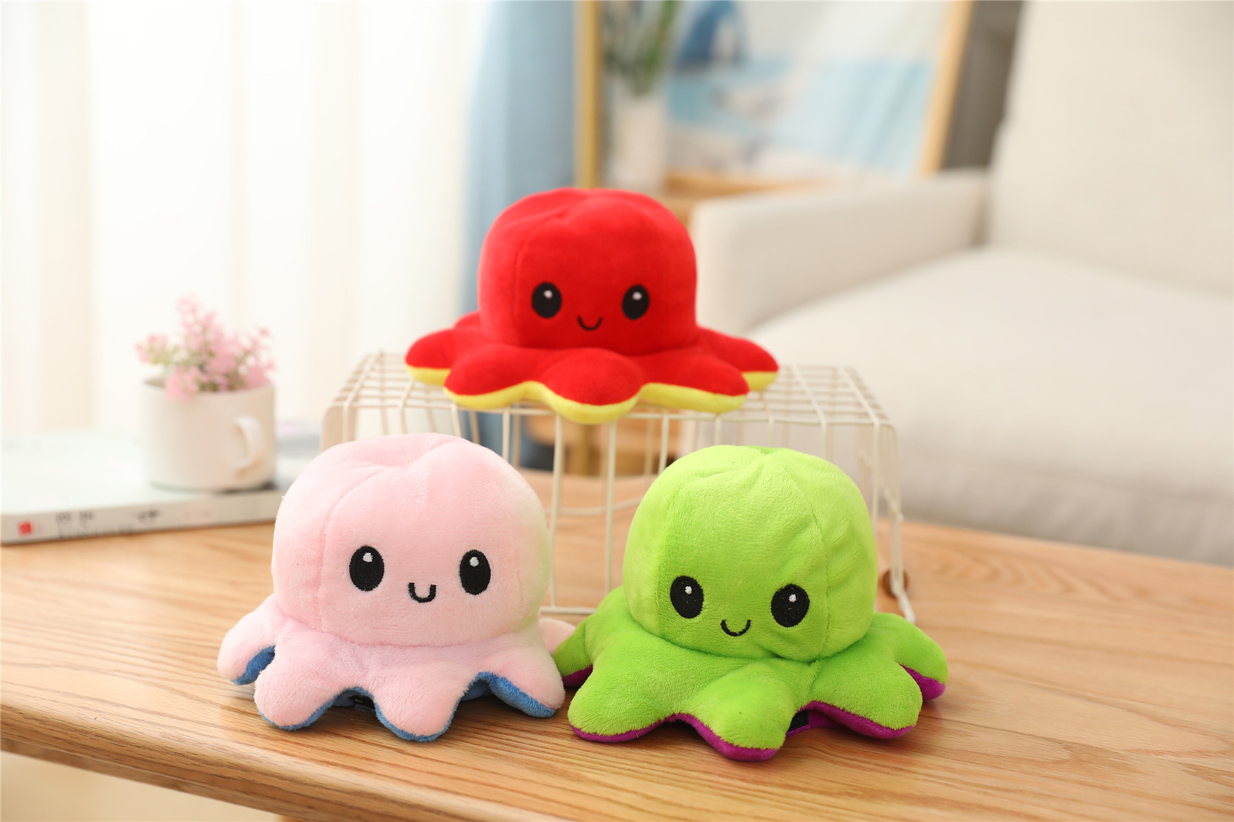 Plush Toys Cute Flip Octopus Doll TikTok Small Octopus Doll Double-Sided Flip Octopus Plush Toy