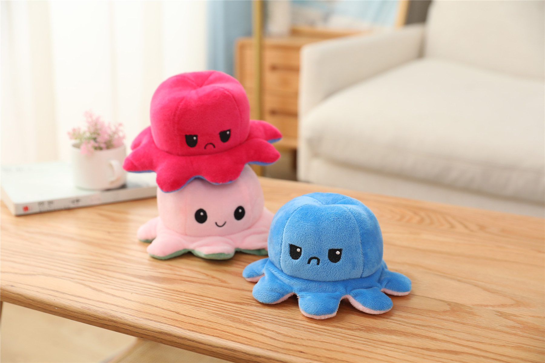 Plush Toys Cute Flip Octopus Doll TikTok Small Octopus Doll Double-Sided Flip Octopus Plush Toy