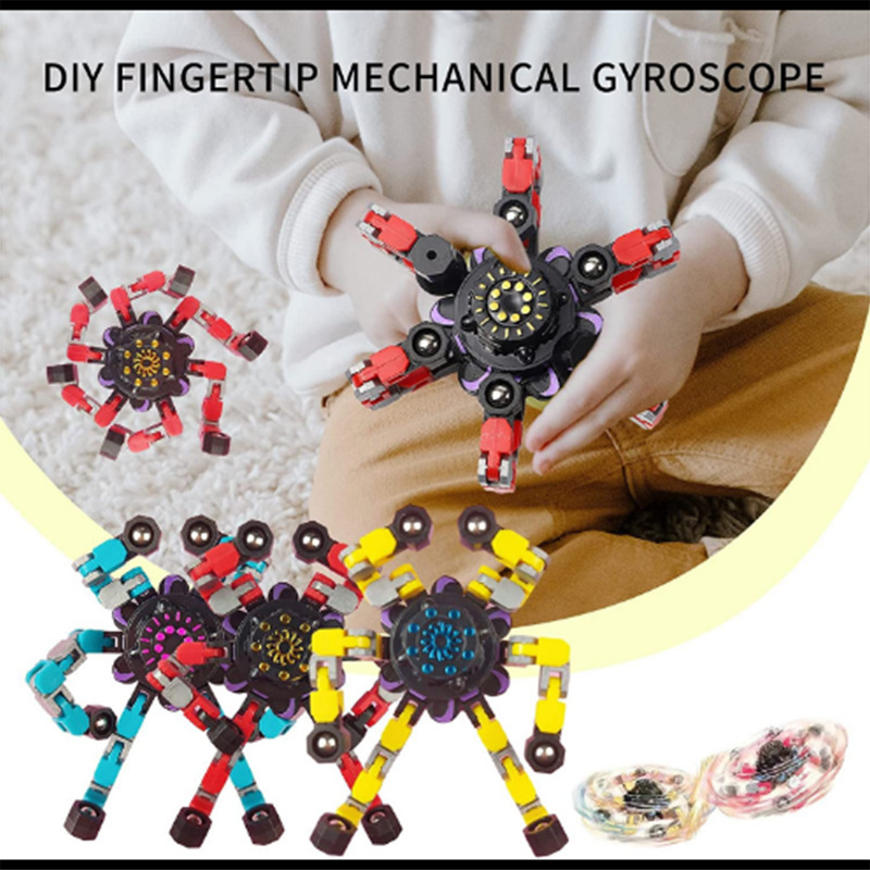 Cross-Border Creative Variety Mechanical Gyro Finger Removal Rotating Pressure Decompression Chain Deformation Fingertip Gyro Children