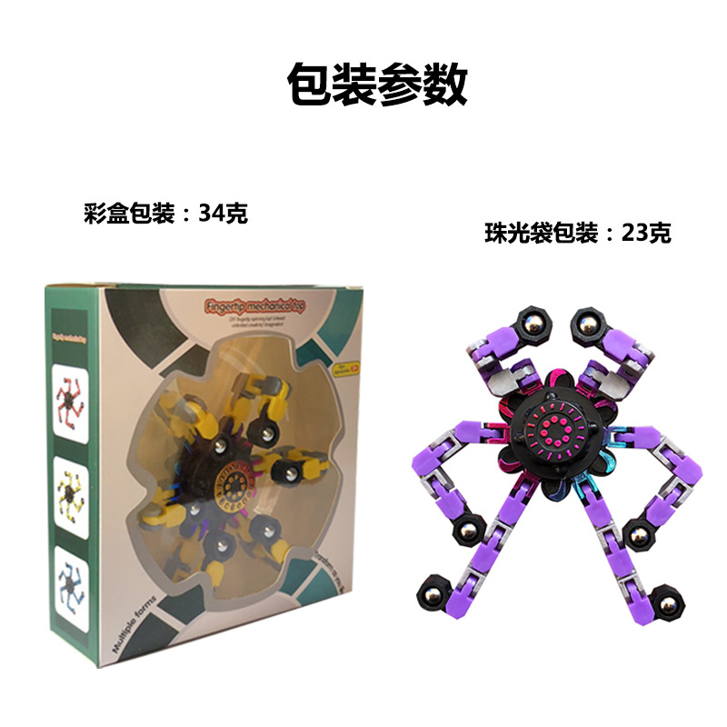 Cross-Border Creative Variety Mechanical Gyro Finger Removal Rotating Pressure Decompression Chain Deformation Fingertip Gyro Children