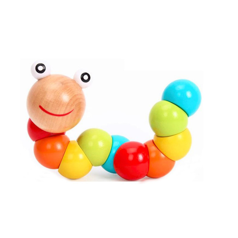 Creative Variety Colorful Toy Worm Caterpillar Wooden Educational Toys Baby Toys 0-1-3 Years Old New Year Hot Sale