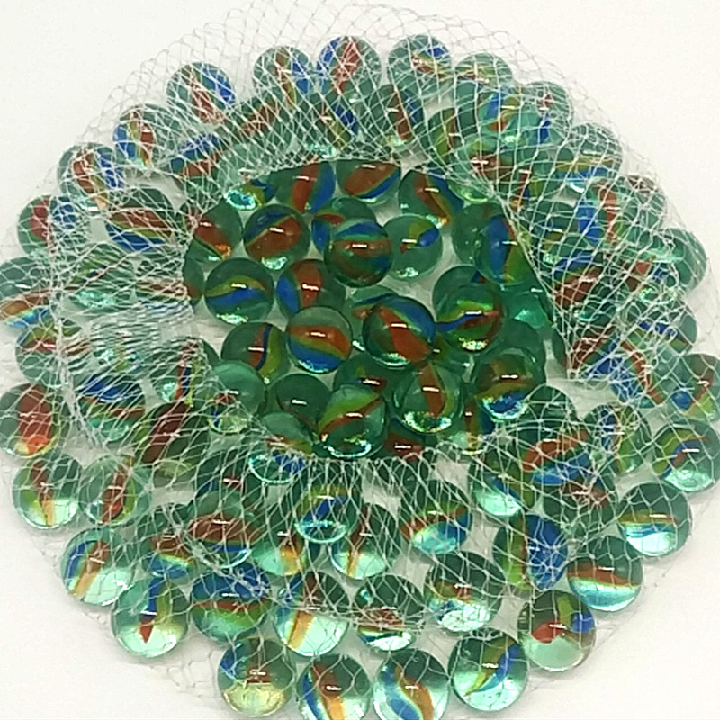 16mm Marbles Three-Flower Ball Net Bag Woven Bag Bulk Glass Beads Childhood Toys Nostalgic Checkers