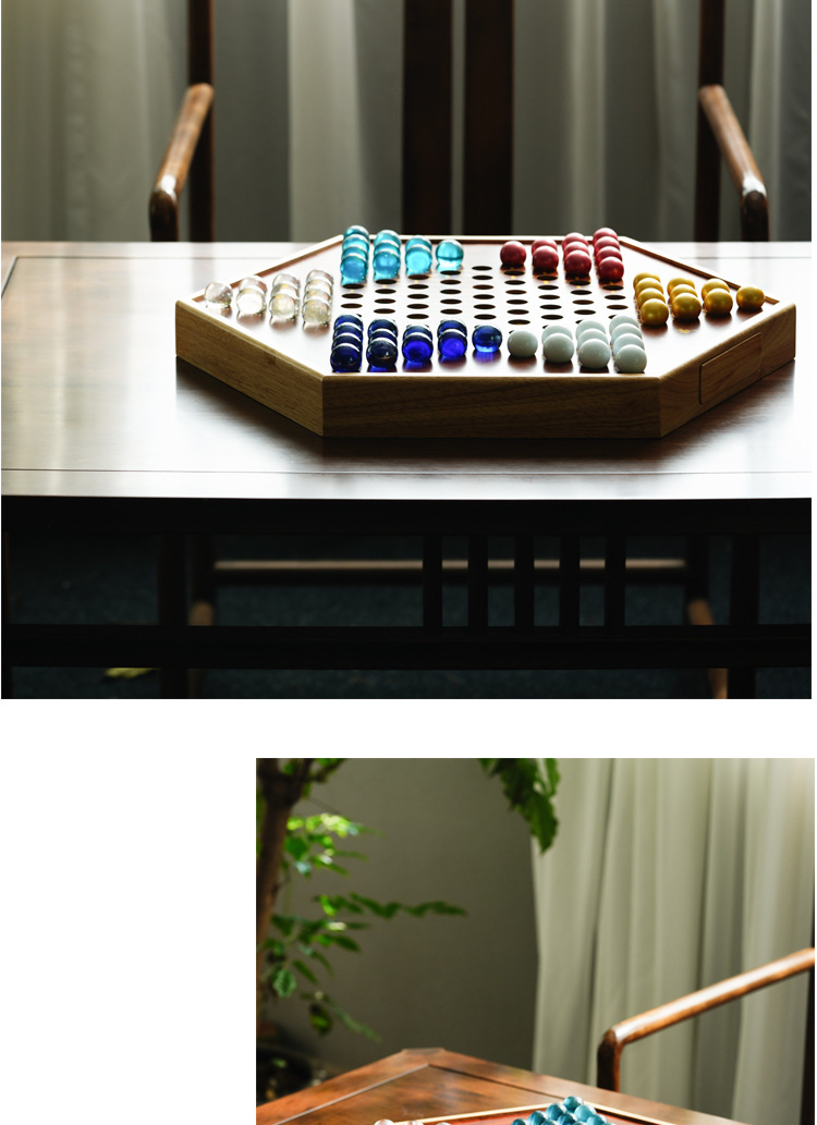 Checkers High-End Glass Ball Checkers Checkers Children's Educational Parent-Child Hoodle Bead Chess Marbles Checkers