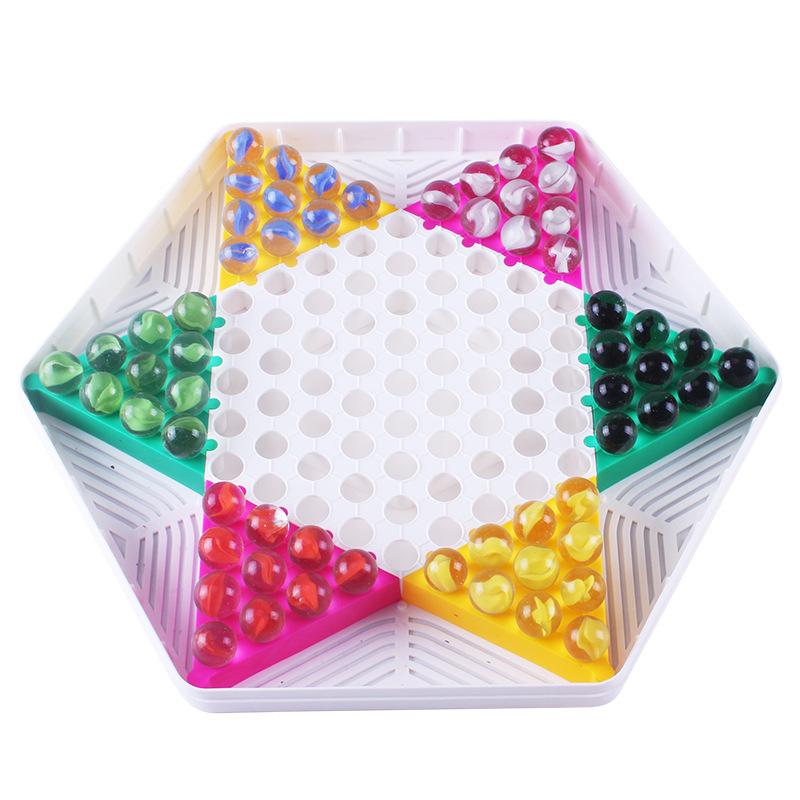 Marbles Checkers  Glass Bead Marbles Hoodle Checkers Checkers Aeroplane Chess Two-in-One Girl Adult Large Parent-Child