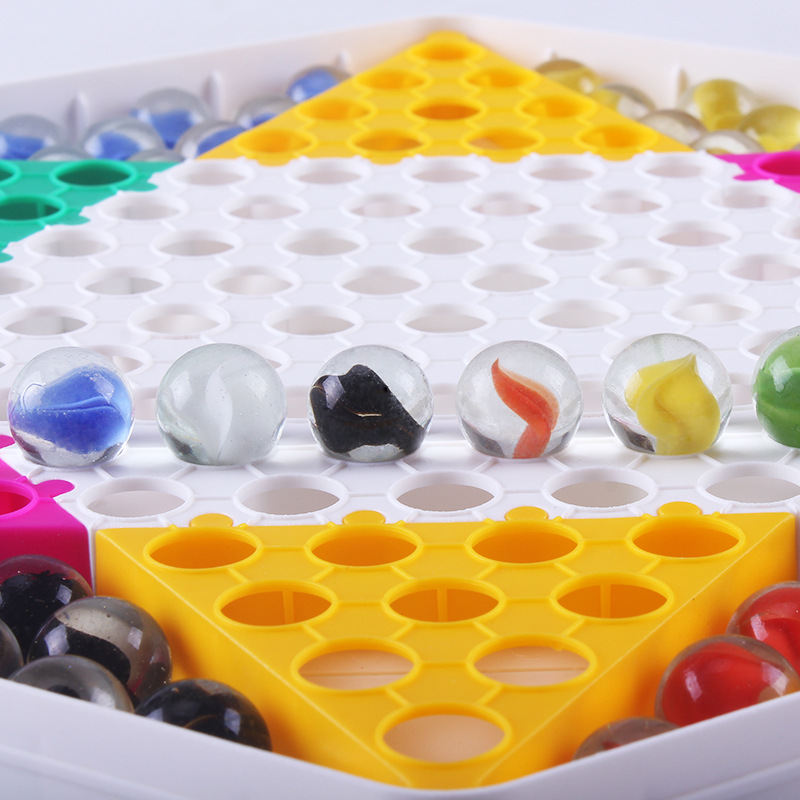 Marbles Checkers  Glass Bead Marbles Hoodle Checkers Checkers Aeroplane Chess Two-in-One Girl Adult Large Parent-Child