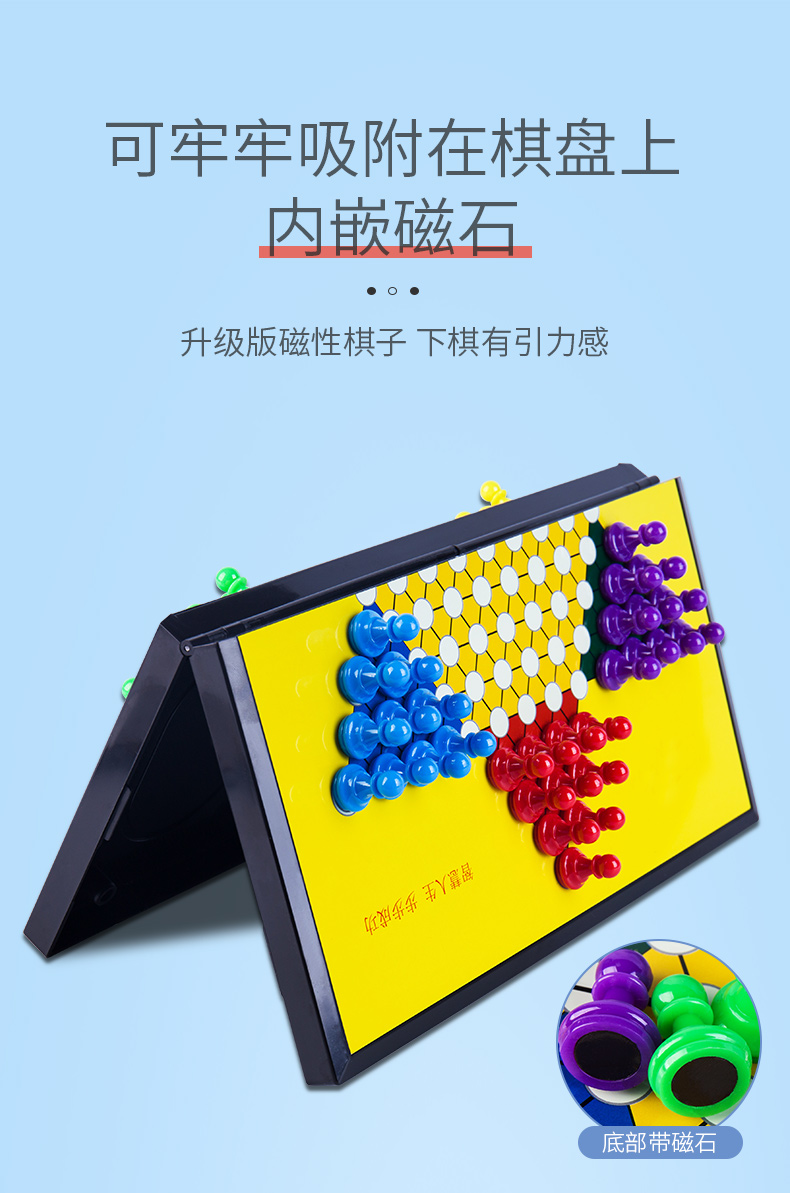 Marbles Checkers  Adult and Children Parent-Child Puzzle Game Magnet Toy Checkers Checkers Non-Marbles Folding Portable