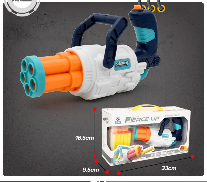 New Children's Soft Elastic Gatling Toy Gun Sucker Sponge Eva Bullet Air-Powered Toy Five-Piece Hair New Children's Soft Elastic Gatling Toy Gun Sucker Sponge Eva Bullet Air-Powered Toy Five-Piece Hair