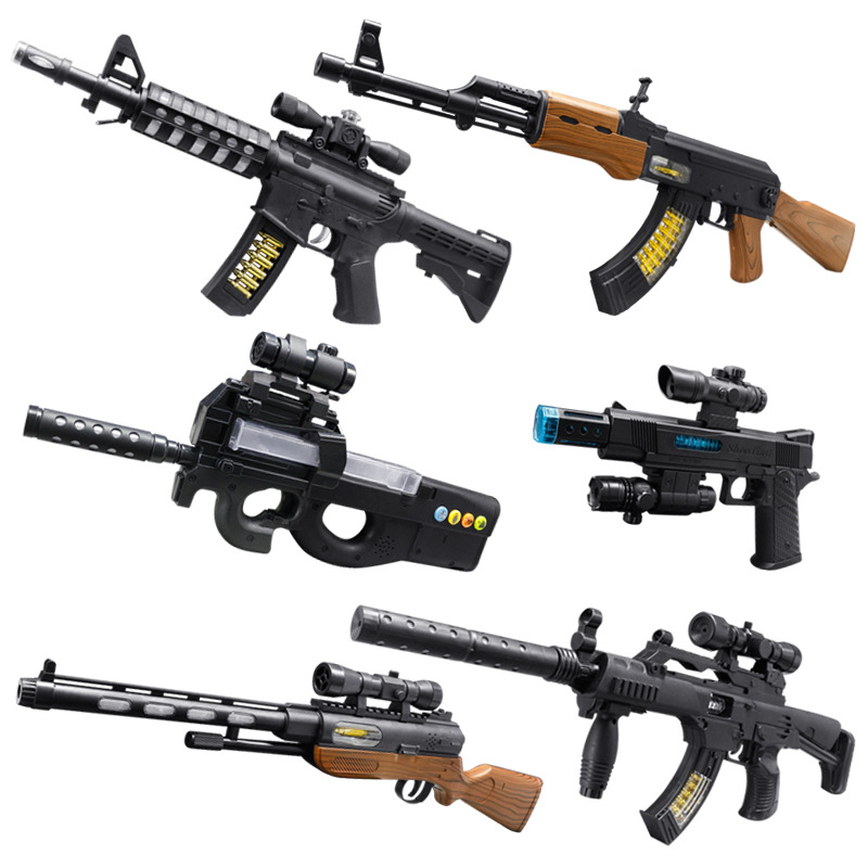 Hot Sale Children&#039;s Electric Toy Gun Light Music Telescopic Vibration Projection Attack Gun Assault Rifle Boy