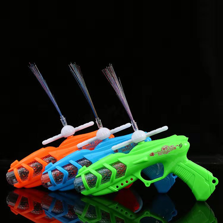 Colorful optical fiber music projection electric toy gun children&#039;s luminous toy square night market toy wholesale