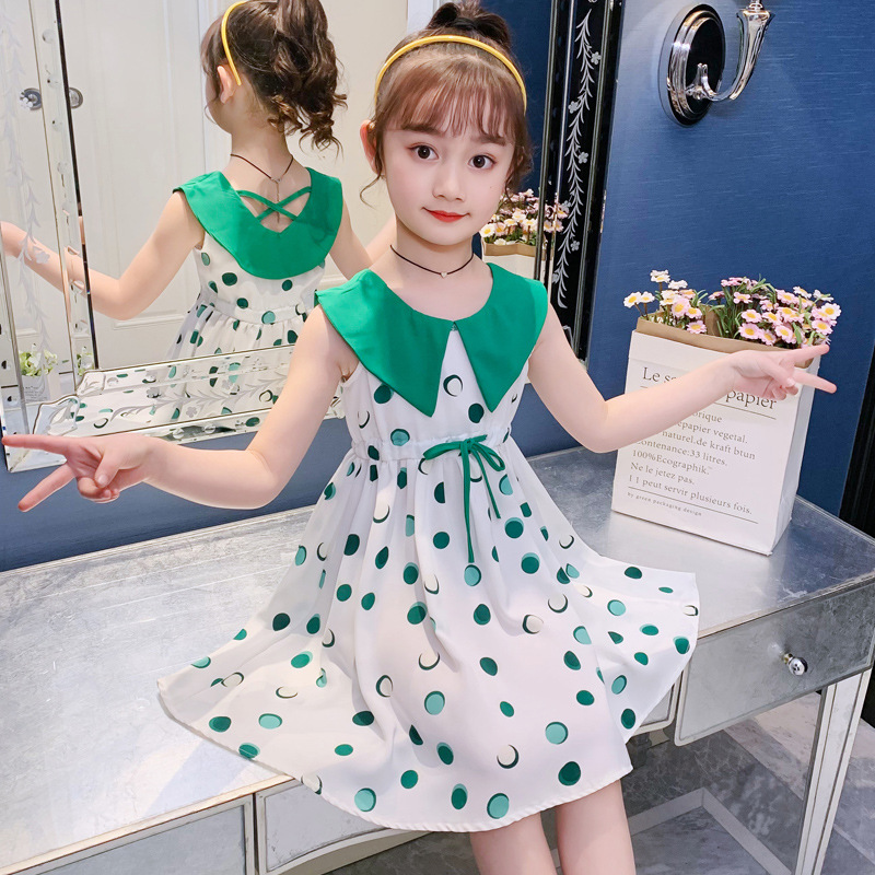 2021 Summer New Girl Princess Dress Medium and Big Children Doll Collar Chiffon Dress Internet Celebrity Summer Dress
