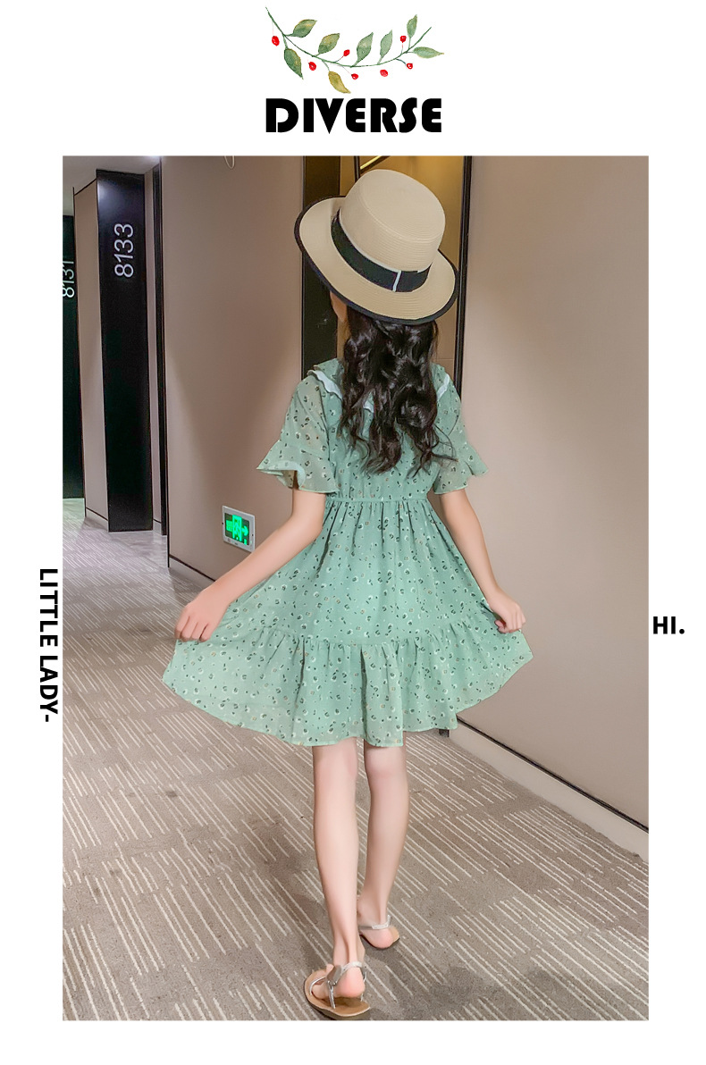 2021 Summer New Girl Princess Dress Medium and Big Children Doll Collar Chiffon Dress Internet Celebrity Summer Dress