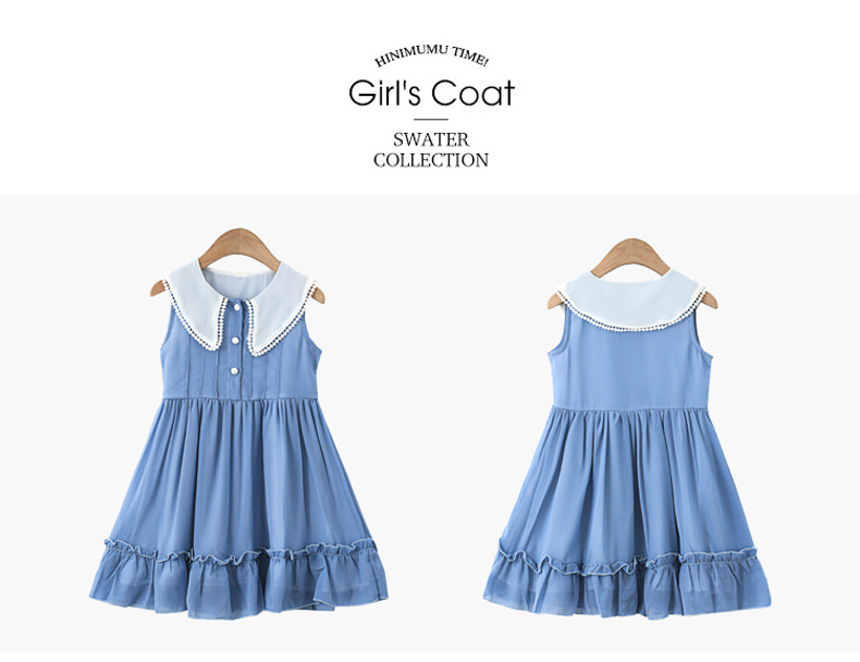 2021 Summer New Girl Princess Dress Medium and Big Children Doll Collar Chiffon Dress Internet Celebrity Summer Dress