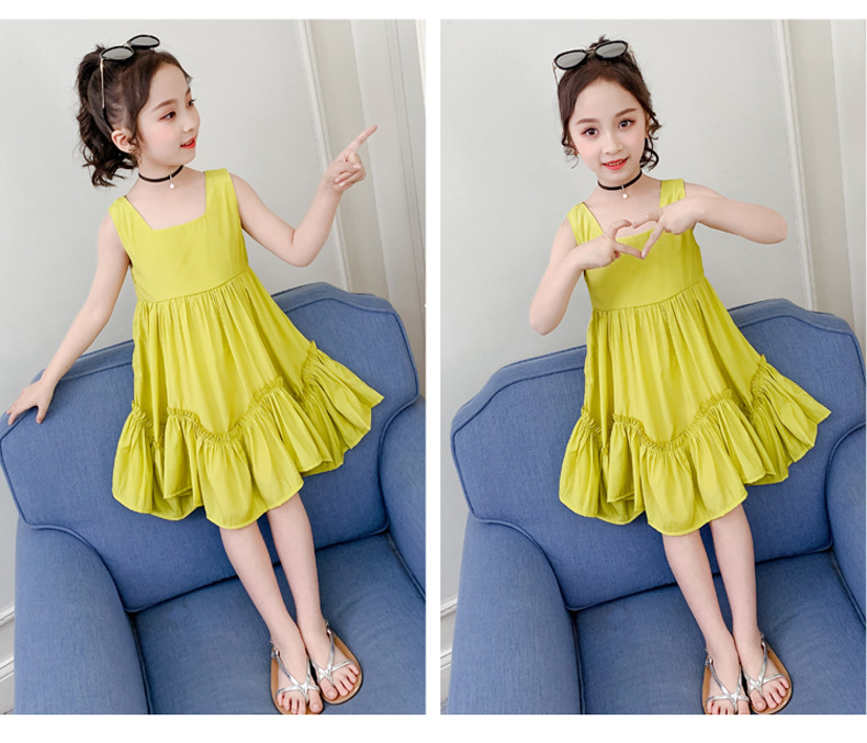 2021 Summer New Girl Princess Dress Medium and Big Children Doll Collar Chiffon Dress Internet Celebrity Summer Dress