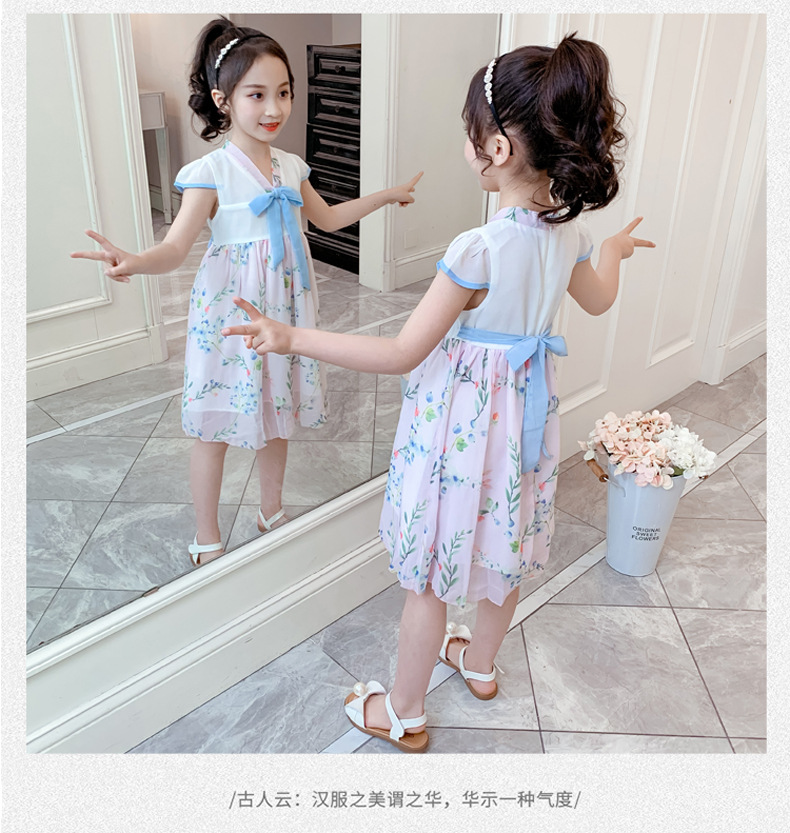 2021 Summer New Girl Princess Dress Medium and Big Children Doll Collar Chiffon Dress Internet Celebrity Summer Dress