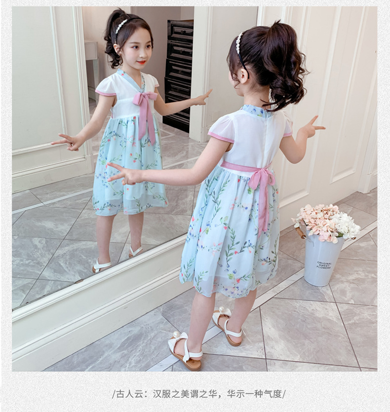 2021 Summer New Girl Princess Dress Medium and Big Children Doll Collar Chiffon Dress Internet Celebrity Summer Dress