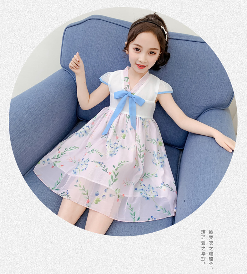 2021 Summer New Girl Princess Dress Medium and Big Children Doll Collar Chiffon Dress Internet Celebrity Summer Dress