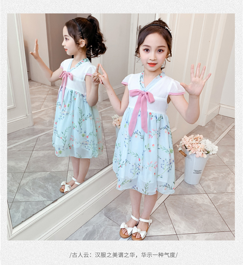 2021 Summer New Girl Princess Dress Medium and Big Children Doll Collar Chiffon Dress Internet Celebrity Summer Dress