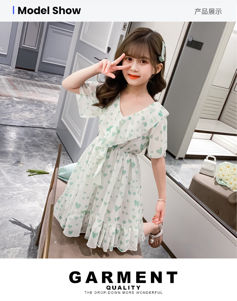 2021 Summer New Girl Princess Dress Medium and Big Children Doll Collar Chiffon Dress Internet Celebrity Summer Dress