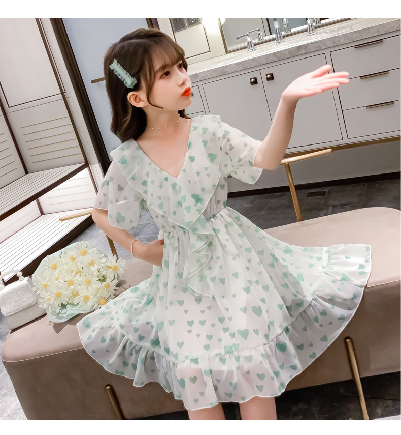 2021 Summer New Girl Princess Dress Medium and Big Children Doll Collar Chiffon Dress Internet Celebrity Summer Dress
