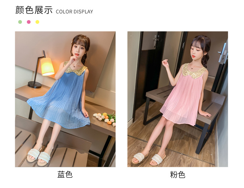 2021 Summer New Girl Princess Dress Medium and Big Children Doll Collar Chiffon Dress Internet Celebrity Summer Dress