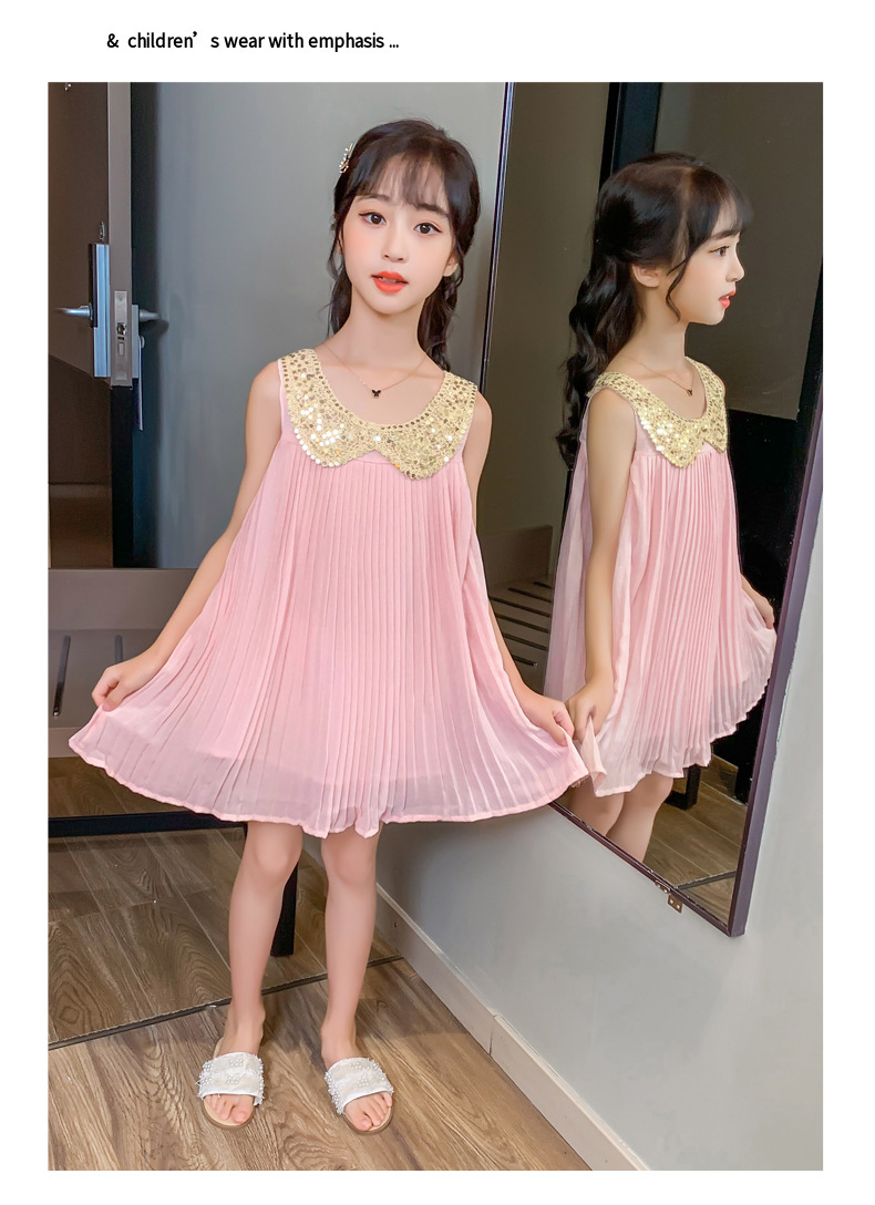 2021 Summer New Girl Princess Dress Medium and Big Children Doll Collar Chiffon Dress Internet Celebrity Summer Dress