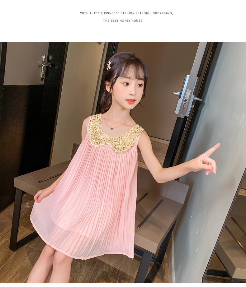 2021 Summer New Girl Princess Dress Medium and Big Children Doll Collar Chiffon Dress Internet Celebrity Summer Dress