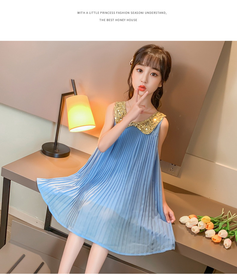 2021 Summer New Girl Princess Dress Medium and Big Children Doll Collar Chiffon Dress Internet Celebrity Summer Dress