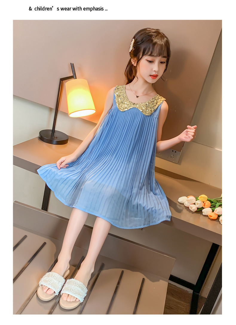 2021 Summer New Girl Princess Dress Medium and Big Children Doll Collar Chiffon Dress Internet Celebrity Summer Dress