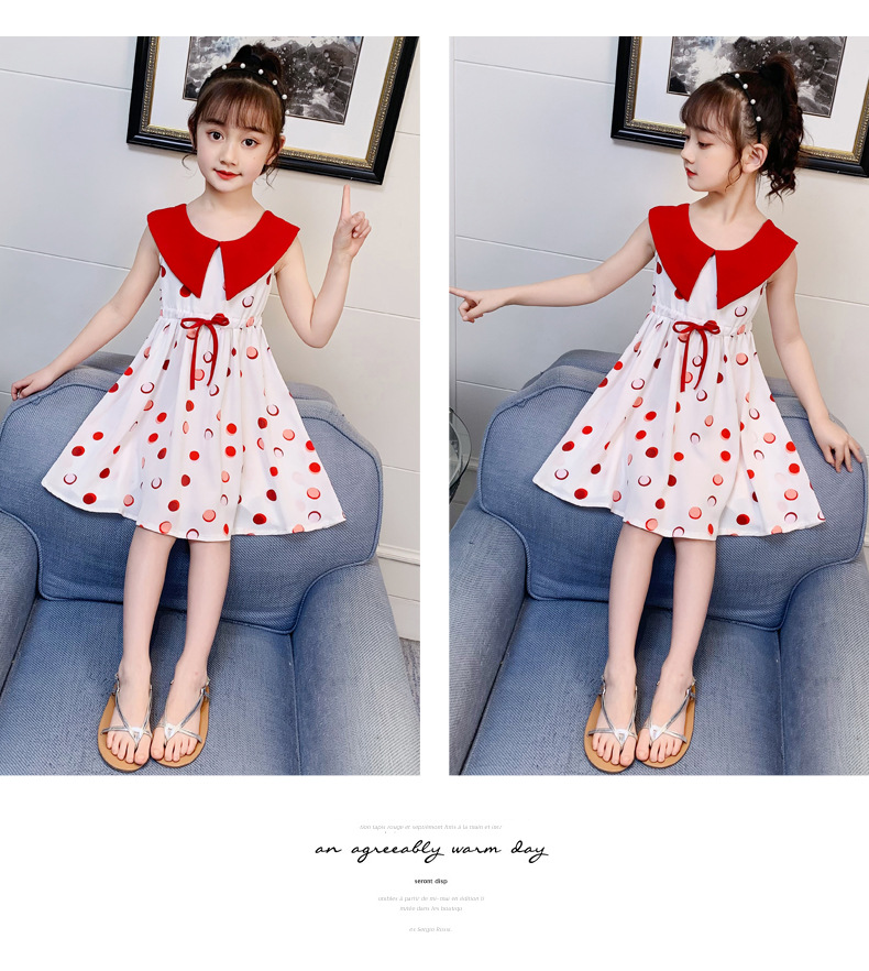 2021 Summer New Girl Princess Dress Medium and Big Children Doll Collar Chiffon Dress Internet Celebrity Summer Dress
