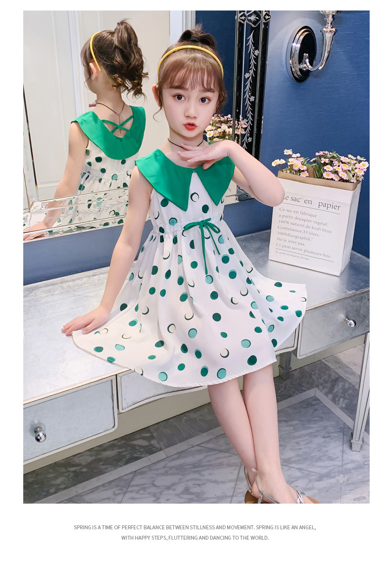 2021 Summer New Girl Princess Dress Medium and Big Children Doll Collar Chiffon Dress Internet Celebrity Summer Dress