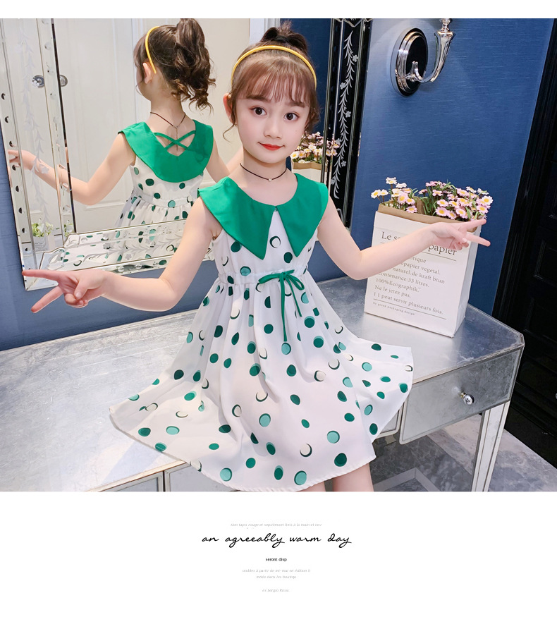 2021 Summer New Girl Princess Dress Medium and Big Children Doll Collar Chiffon Dress Internet Celebrity Summer Dress