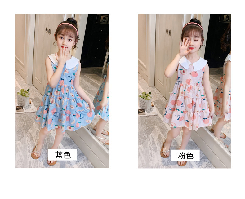 2021 Summer New Girl Princess Dress Medium and Big Children Doll Collar Chiffon Dress Internet Celebrity Summer Dress