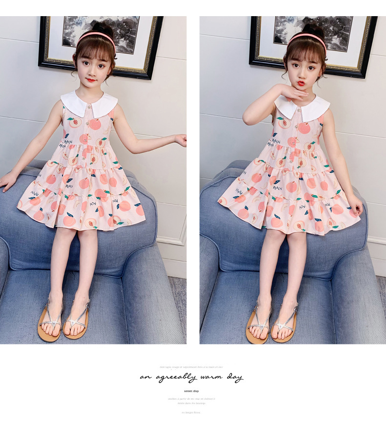 2021 Summer New Girl Princess Dress Medium and Big Children Doll Collar Chiffon Dress Internet Celebrity Summer Dress