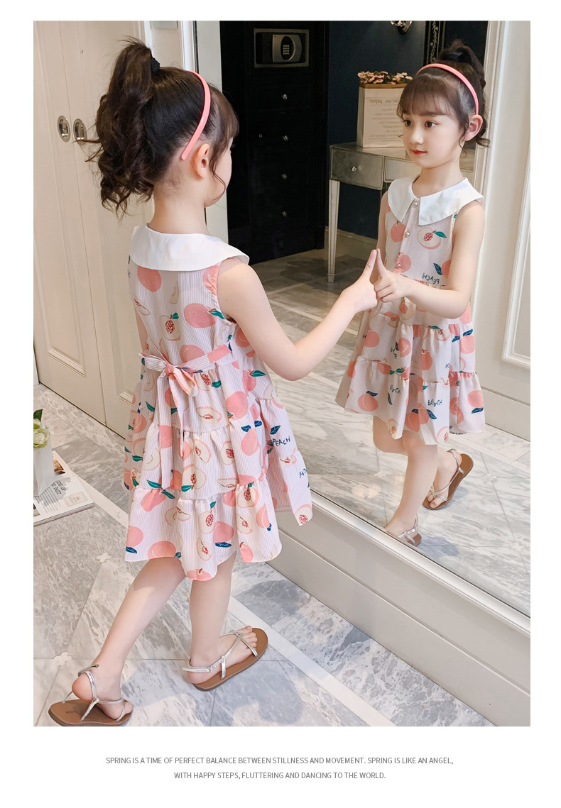 2021 Summer New Girl Princess Dress Medium and Big Children Doll Collar Chiffon Dress Internet Celebrity Summer Dress