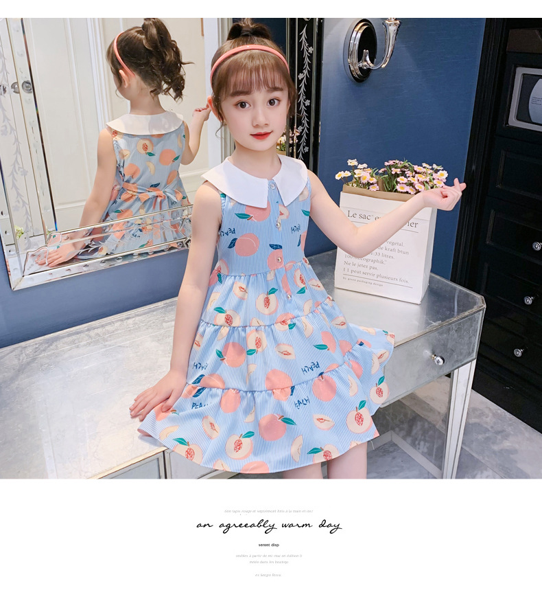 2021 Summer New Girl Princess Dress Medium and Big Children Doll Collar Chiffon Dress Internet Celebrity Summer Dress